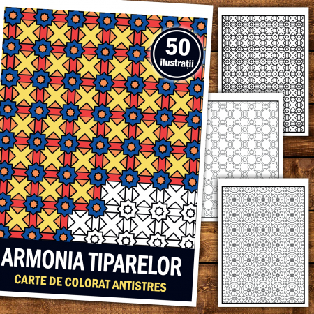 Carte de colorat antistres, 50 de ilustratii Armonia Tiparelor [1]