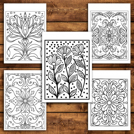 Carte de colorat antistres , 50 de ilustratii Boho Folk Flowers, 106 pagini [4]