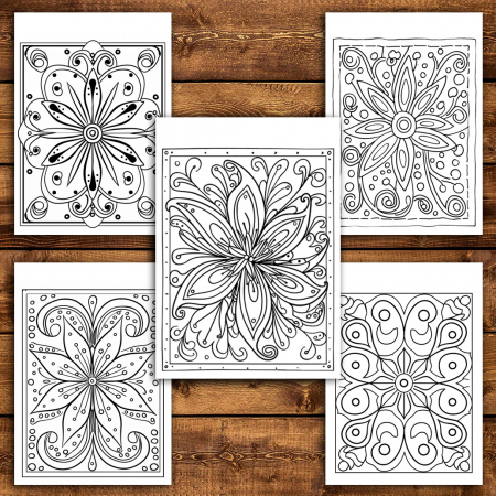 Carte de colorat antistres , 50 de ilustratii Boho Folk Flowers, 106 pagini [3]
