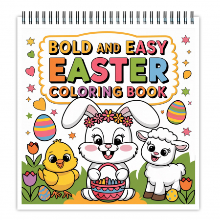 Carti de colorat Cute & Hygge - Carte de colorat antistres , 50 de ilustratii Bold and Easy Easter, 106 pagini
