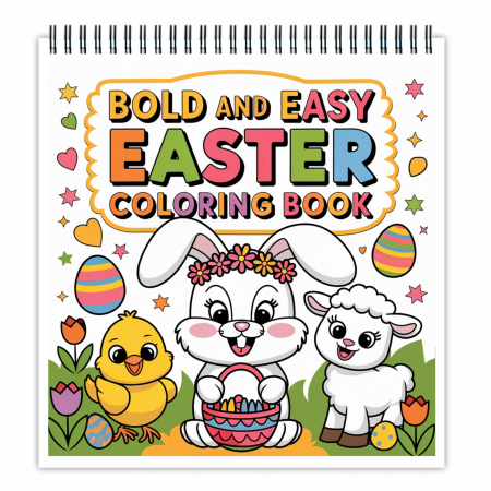 Carti de colorat Cute & Hygge - Carte de colorat antistres , 50 de ilustratii Bold and Easy Easter, 106 pagini