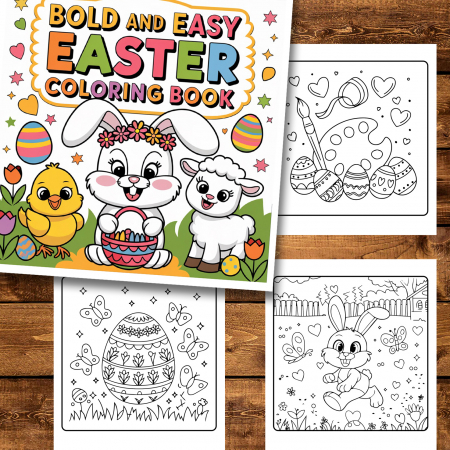 Carte de colorat antistres , 50 de ilustratii Bold and Easy Easter, 106 pagini [1]