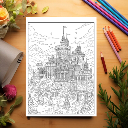 Carte de colorat antistres, 50 de ilustratii Castele Impunatoare, 106 pagini [2]
