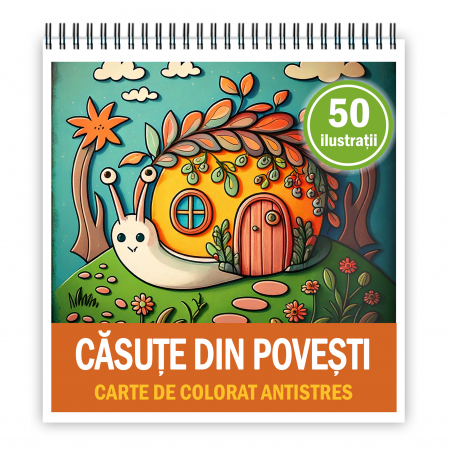 Carti de colorat Cute & Hygge - Carte de colorat antistres , 50 de ilustratii Casute din Povesti, 106 pagini