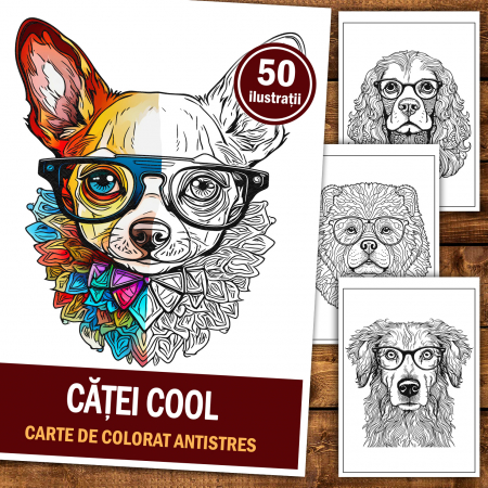 Carte de colorat antistres , 50 de ilustratii Catei Cool, 106 pagini [1]