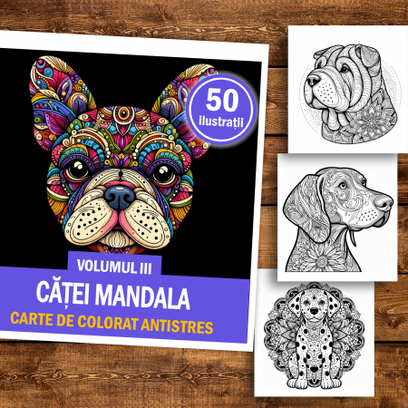 Carte de colorat antistres , 50 de ilustratii Catei Mandala - Volumul III, 106 pagini [1]