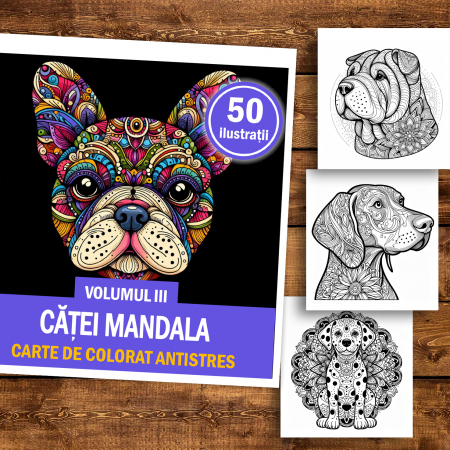 Carte de colorat antistres , 50 de ilustratii Catei Mandala - Volumul III, 106 pagini [1]