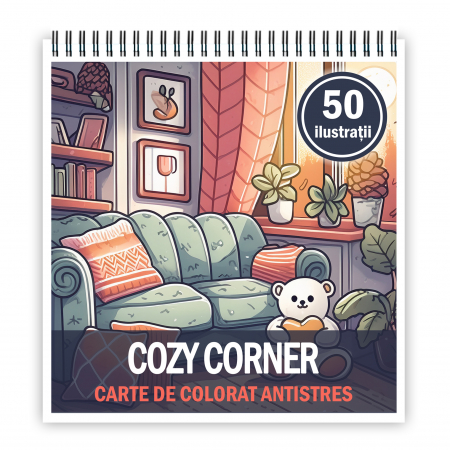 Carti de colorat Cute & Hygge - Carte de colorat antistres , 50 de ilustratii Cozy Corner, 106 pagini