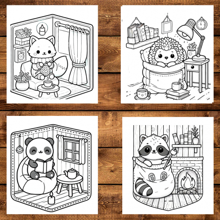 Carte de colorat antistres , 50 de ilustratii Cozy Pocket Rooms, 106 pagini [3]