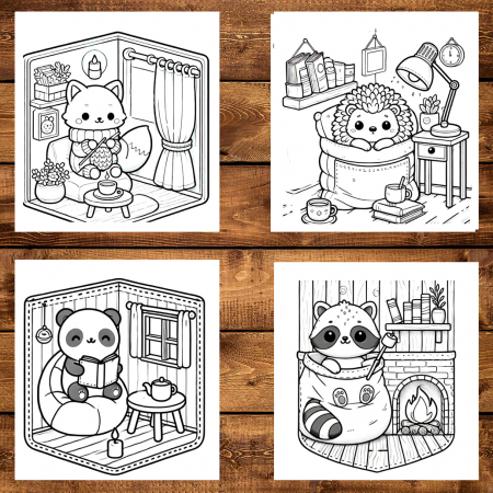 Carte de colorat antistres , 50 de ilustratii Cozy Pocket Rooms, 106 pagini [3]