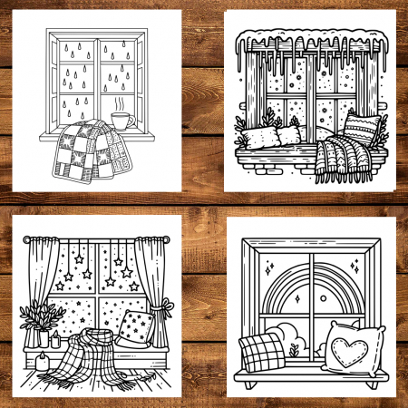 Carte de colorat antistres , 50 de ilustratii Cozy Windows, 106 pagini [3]