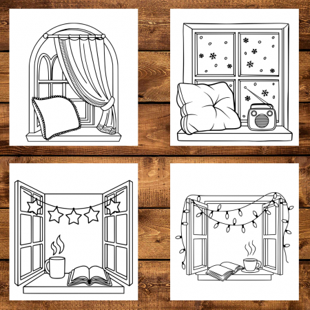 Carte de colorat antistres , 50 de ilustratii Cozy Windows, 106 pagini [2]