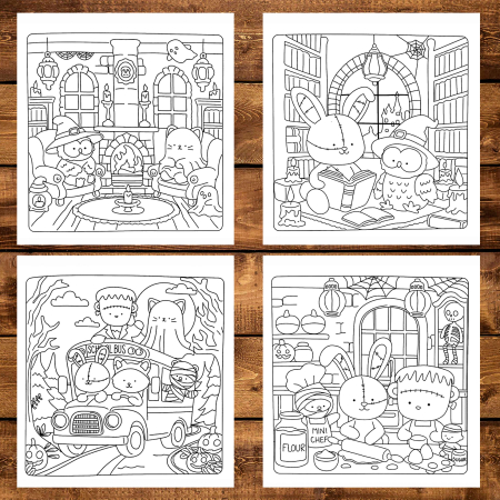 Carte de colorat antistres , 50 de ilustratii Creepy Buddies, 106 pagini [3]