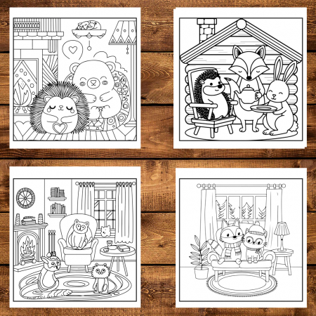 Carte de colorat antistres , 50 de ilustratii Cute and Cozy Hygge- Volumul I, 106 pagini [3]