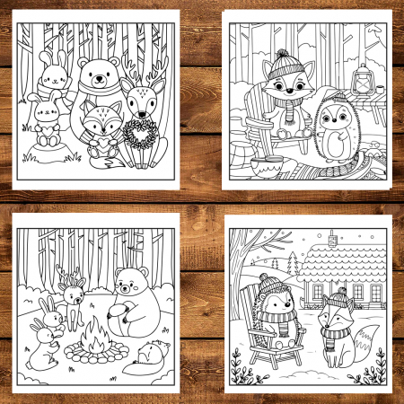 Carte de colorat antistres , 50 de ilustratii Cute and Cozy Hygge - Volumul II, 106 pagini [3]