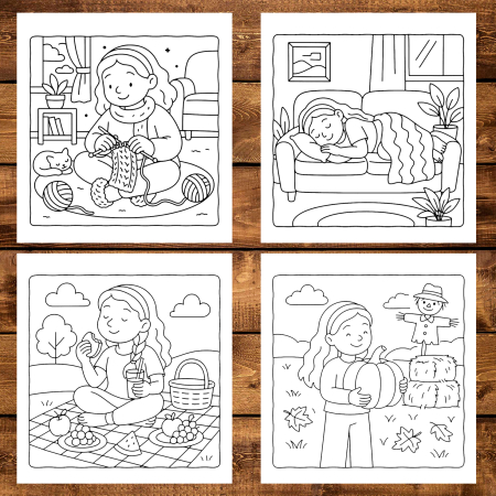 Carte de colorat antistres , 50 de ilustratii Cute & Cozy Girl, 106 pagini [3]