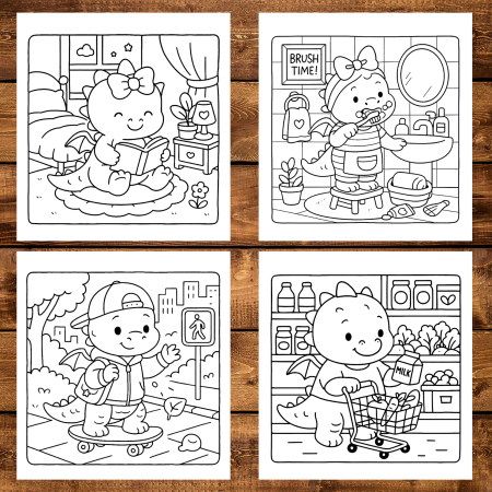 Carte de colorat antistres , 50 de ilustratii Cute Dragons - Volumul I, 106 pagini [3]