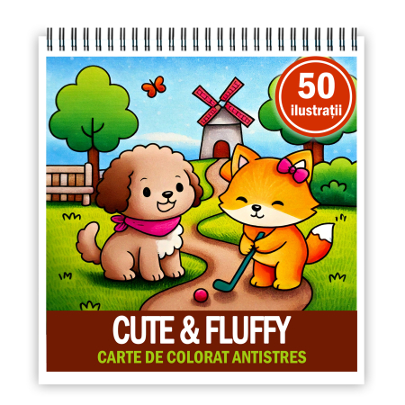 Carti de colorat antistres pentru adulti - Carte de colorat antistres , 50 de ilustratii Cute & Fluffy, 106 pagini