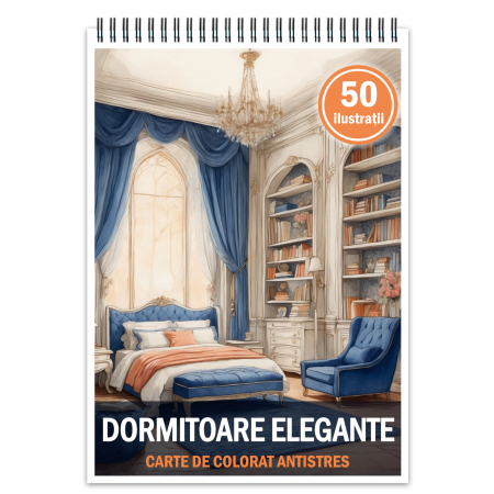 Carti de colorat antistres pentru adulti - Carte de colorat antistres , 50 de ilustratii Dormitoare elegante, 106 pagini