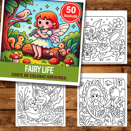 Carte de colorat antistres , 50 de ilustratii Fairy Life, 106 pagini [1]