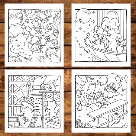 Carte de colorat antistres , 50 de ilustratii Fluffy History, 106 pagini [3]