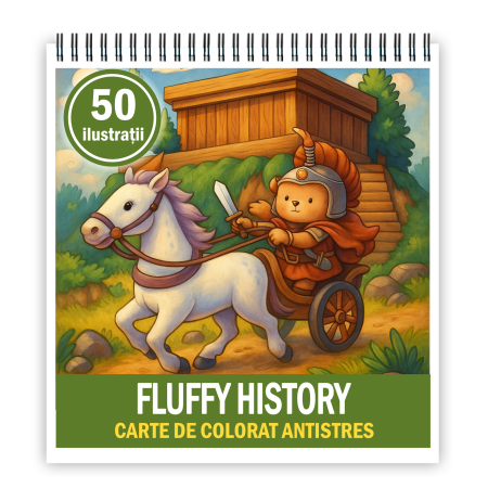 Carti de colorat antistres pentru adulti - Carte de colorat antistres , 50 de ilustratii Fluffy History, 106 pagini