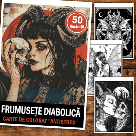 Carte de colorat antistres , 50 de ilustratii Frumusete Diabolica, 106 pagini [1]