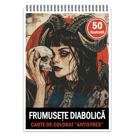 Carti de colorat Horror - Carte de colorat antistres , 50 de ilustratii Frumusete Diabolica, 106 pagini