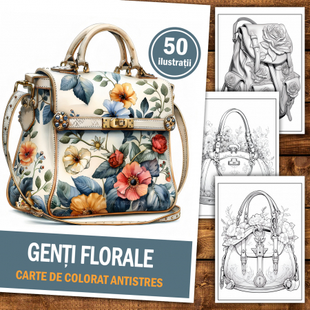 Carte de colorat antistres , 50 de ilustratii Genti Florale, 106 pagini [1]
