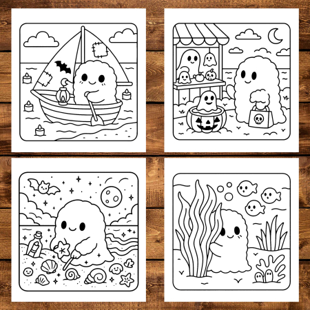 Carte de colorat antistres , 50 de ilustratii Ghost on Vacation, 106 pagini [2]