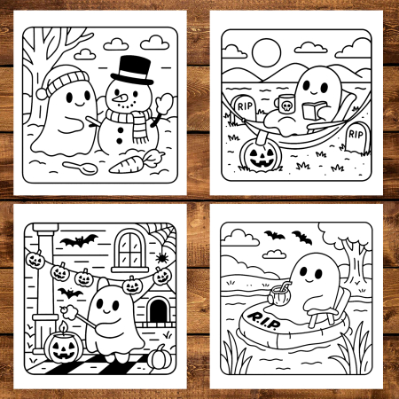 Carte de colorat antistres , 50 de ilustratii Ghost's Life - Volumul I, 106 pagini [3]