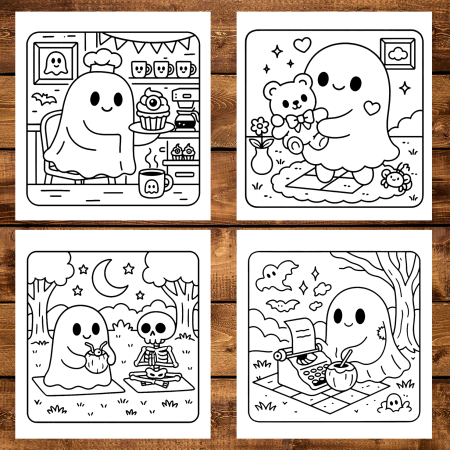 Carte de colorat antistres , 50 de ilustratii Ghost's Life - Volumul II, 106 pagini [3]