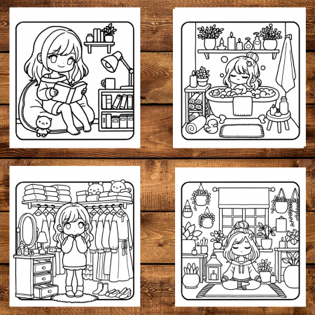 Carte de colorat antistres , 50 de ilustratii Girl Room, 106 pagini [3]