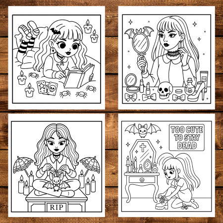 Carte de colorat antistres , 50 de ilustratii Goth Girl, 106 pagini [2]