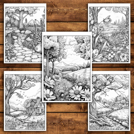 Carte de colorat antistres , 50 de ilustratii Gradina de primavara, 106 pagini [3]