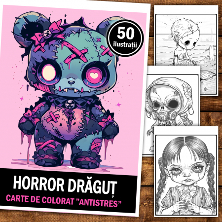 Carte de colorat antistres , 50 de ilustratii Horror Dragut, 106 pagini [1]