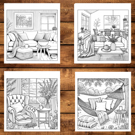 Carte de colorat antistres , 50 de ilustratii Hygge Home, 106 pagini [3]