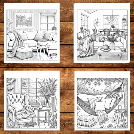 Carte de colorat antistres , 50 de ilustratii Hygge Home, 106 pagini [3]