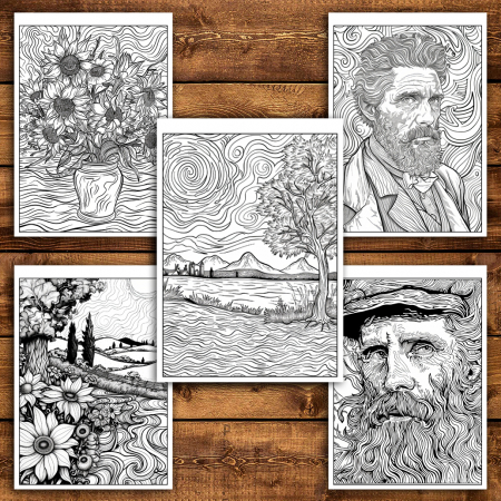 Carte de colorat antistres, 50 de ilustratii Inspiratii de la Van Gogh - Volumul II [3]