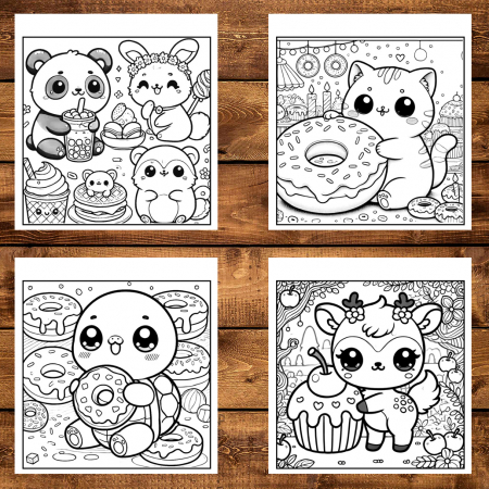 Carte de colorat antistres , 50 de ilustratii Kawaii Snacks, 106 pagini [2]