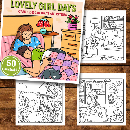 Carte de colorat antistres , 50 de ilustratii Lovely Girl Days, 106 pagini [1]