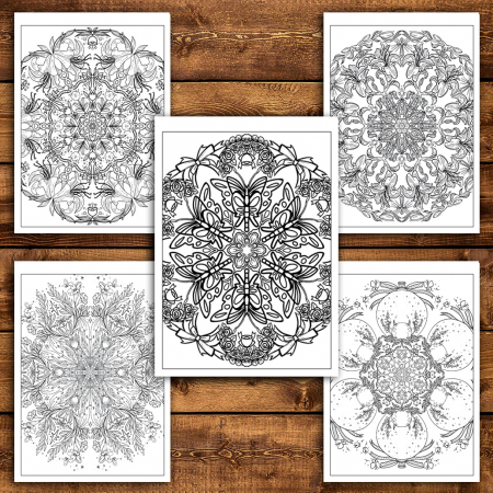Carte de colorat antistres, 50 de ilustratii Mandale cu Flori - Volumul VI [3]