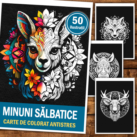 Carte de colorat antistres , 50 de ilustratii Minuni Sălbatice, 106 pagini [1]
