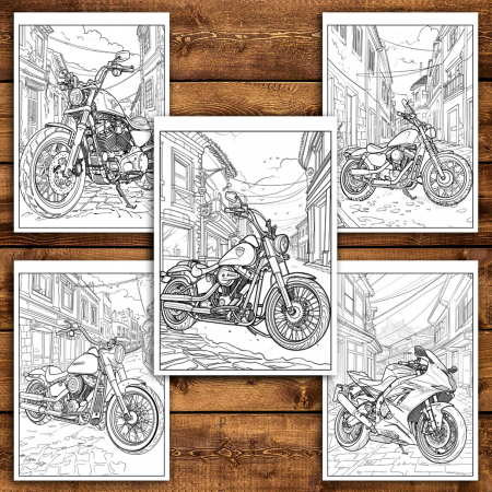 Carte de colorat antistres , 50 de ilustratii Motociclete - Volumul II, 106 pagini [3]