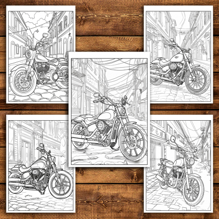 Carte de colorat antistres , 50 de ilustratii Motociclete - Volumul II, 106 pagini [4]