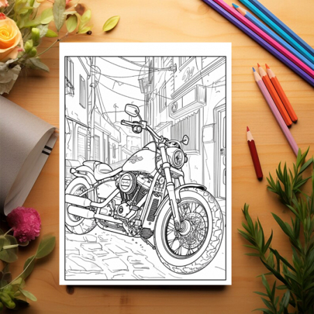 Carte de colorat antistres , 50 de ilustratii Motociclete - Volumul II, 106 pagini [2]