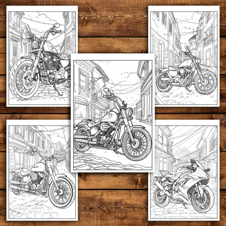 Carte de colorat antistres , 50 de ilustratii Motociclete - Volumul II, 106 pagini [3]