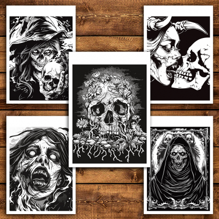 Carte de colorat antistres , 50 de ilustratii Nightfall Grimoire, 106 pagini [3]