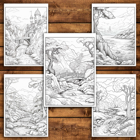 Carte de colorat antistres , 50 de ilustratii Peisaje din Natura, 106 pagini [3]
