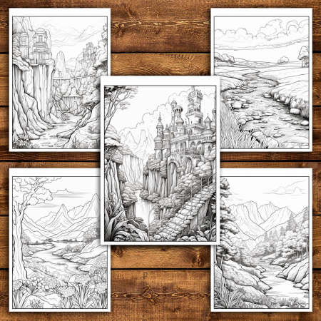 Carte de colorat antistres , 50 de ilustratii Peisaje din Natura, 106 pagini [4]